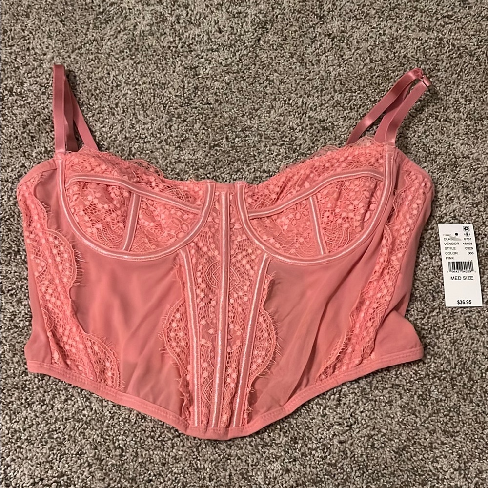 La Hearts Coral Lace Bustier